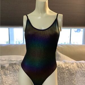 Iridescent Bodysuit with Spaghetti Straps